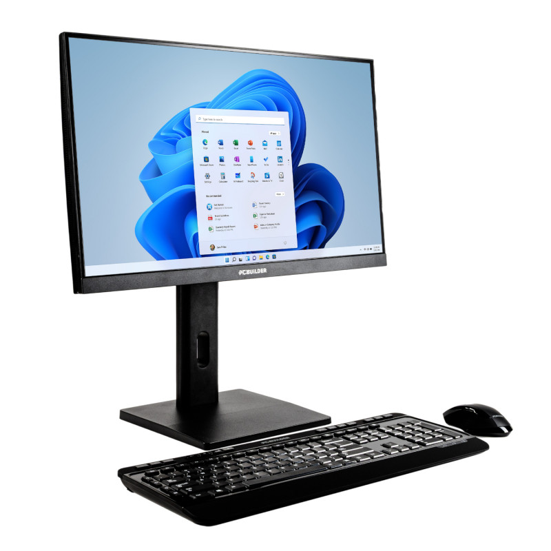 PCBuilder FUSION 24″ stalinis kompiuteris „viskas viename“, Intel Core i5-12400, 16 GB DDR5, 1 TB SSD, Windows 11 Pro, su belaidės klaviatūros ir pelės komplektu