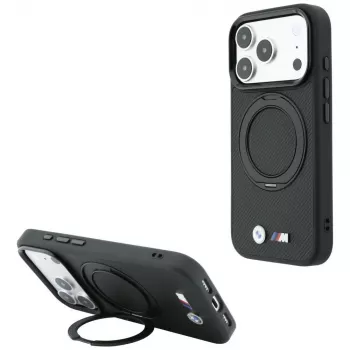 BMW BMW001325 išmaniojo telefono dėklas iPhone 18 Pro Max / 17 Pro Max, Kevlar Ring Stand 360, MagSafe, juodas