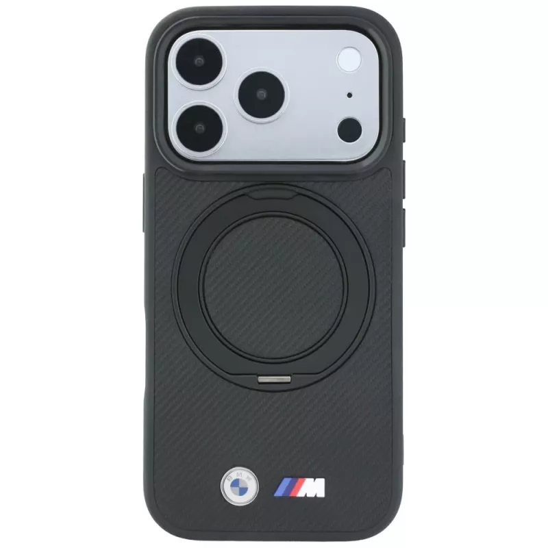 BMW BMW001325 išmaniojo telefono dėklas iPhone 18 Pro Max / 17 Pro Max, Kevlar Ring Stand 360, MagSafe, juodas