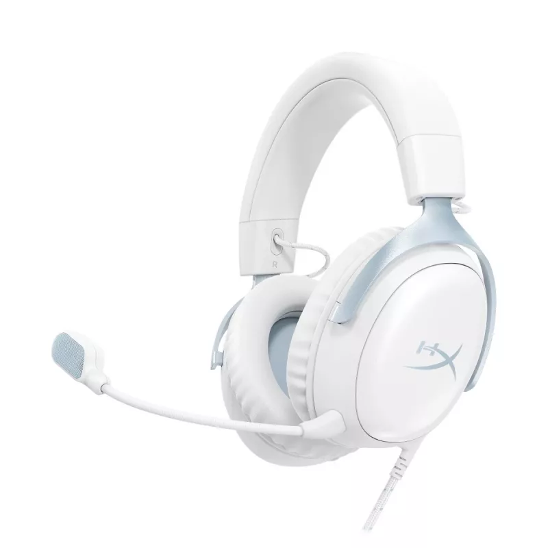 HyperX Cloud III žaidėjų ausinės, baltos ir mėlynos, DF7F1AA