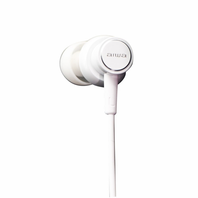 Aiwa ESTM-500W laidinės kišamosios ausinės su mikrofonu, 3,5 mm jungtis, baltos