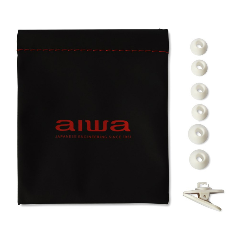 Aiwa ESTM-500W laidinės kišamosios ausinės su mikrofonu, 3,5 mm jungtis, baltos