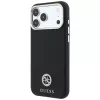 Guess GUE005533 Grained Round Strass Logo apsauginis MagSafe dėklas iPhone 18 Pro / 17 Pro, juodas