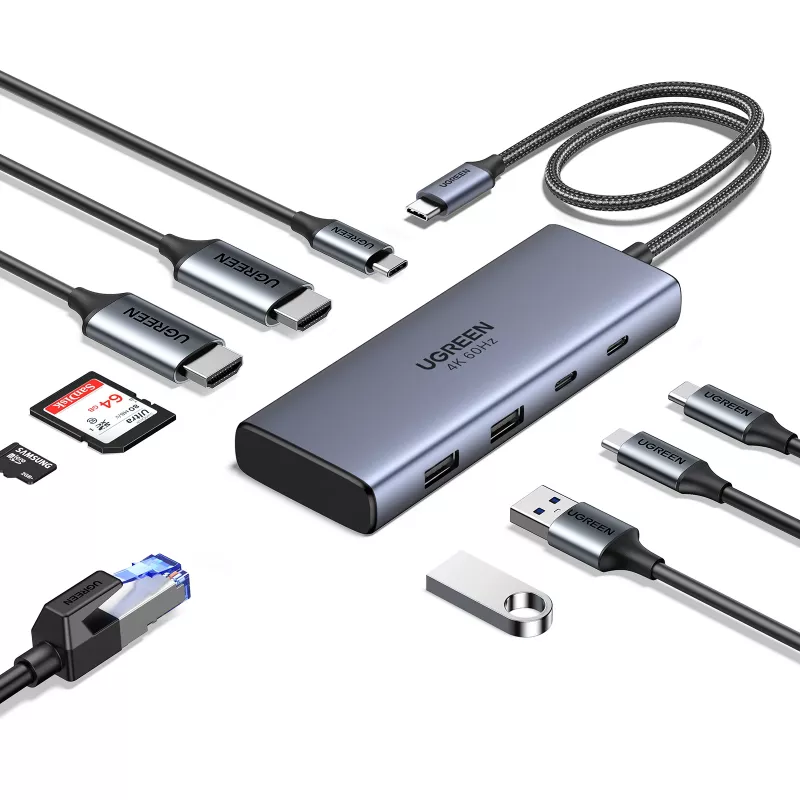 Ugreen CM498 USB šakotuvas (1x USB-C PD, 2x USB-C, 2x USB-A 3.2 Gen2), 45379