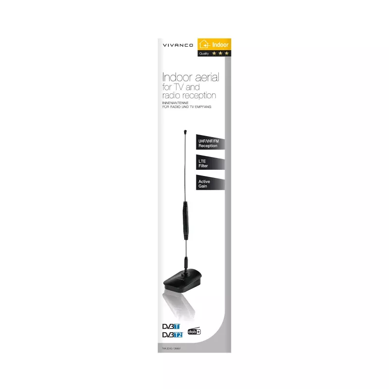 Vivanco VVTVANTSINGLE strypo tipo antena, DAB/DAB+, DVB-T/DVB-T2, FM