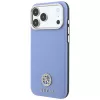 Guess GUE005539 dėklas iPhone 18 Pro / 17 Pro su MagSafe ir Grained Round Strass Logo, mėlynas