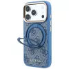 Guess GUE005696 dėklas iPhone 18 Pro Max / 17 Pro Max su MagSafe ir Ring Stand 360 4G Classic Logo, mėlynas