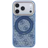 Guess GUE005696 dėklas iPhone 18 Pro Max / 17 Pro Max su MagSafe ir Ring Stand 360 4G Classic Logo, mėlynas