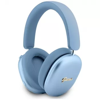 Guess Metallic Effect Metal Script Logo ausinės ant ausų su Bluetooth ir ENC, mėlynos
