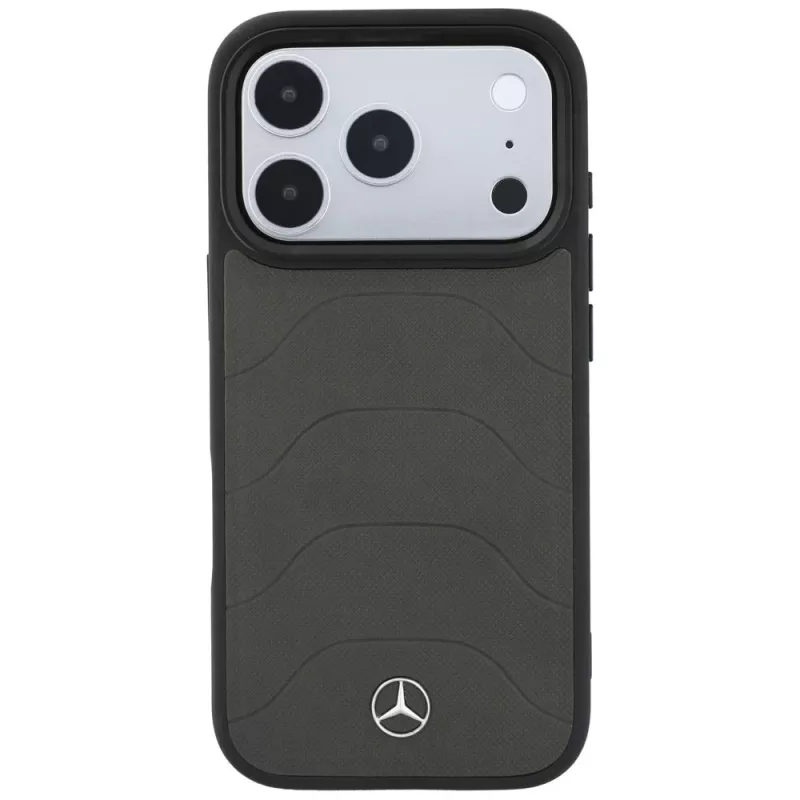 Mercedes Leather Mesh with Bow Line dėklas su MagSafe, skirtas iPhone 18 Pro / 17 Pro, antracito spalvos