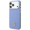Guess Grained Round Strass Logo dėklas su MagSafe, skirtas iPhone 18 Pro Max / 17 Pro Max, mėlynas