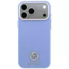 Guess Grained Round Strass Logo dėklas su MagSafe, skirtas iPhone 18 Pro Max / 17 Pro Max, mėlynas