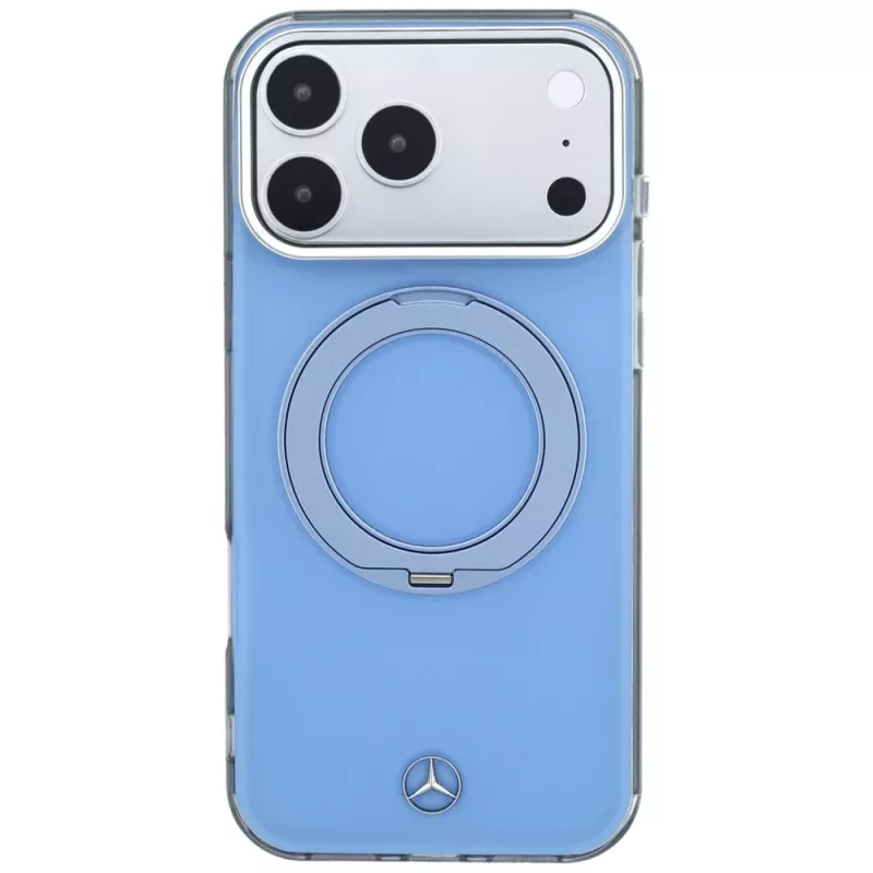 Mercedes dėklas su MagSafe, žiedu-stovu ir Iconic Logo, skirtas iPhone 18 Pro Max / 17 Pro Max, mėlynas