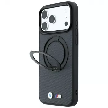 BMW BMW001324 Kevlar Ring Stand 360 MagSafe telefono dėklas iPhone 18 Pro Max / 17 Pro Max, antracito spalvos
