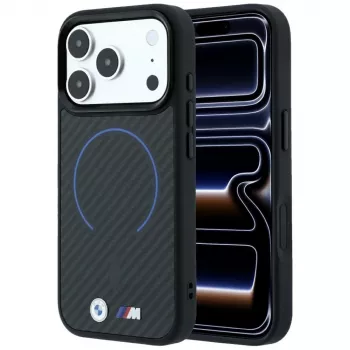 BMW M Kevlar Blue Print Ring MetalLogo MagSafe apsauginis dėklas iPhone 18 Pro / 17 Pro, juodas