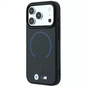BMW M Kevlar Blue Print Ring MetalLogo MagSafe apsauginis dėklas iPhone 18 Pro / 17 Pro, juodas