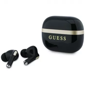 Guess Glossy Gold LinePrinted Classic Logo TWS tipo ausinės, juodos