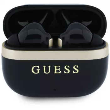 Guess Glossy Gold LinePrinted Classic Logo TWS tipo ausinės, juodos