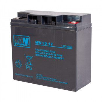 UPS akumuliatorius MPL Power Elektro MW Power MW 20-12, AGM, nereikalaujantis priežiūros, 12 V 20 Ah, juodas