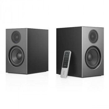 Audio Pro A28 juoda aktyvių stereo garsiakalbių sistema su žemų dažnių refleksu, Linkplay