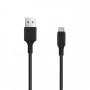 Setty laidas USB-A / USB-C, 1 m, 3 A, juodos spalvos