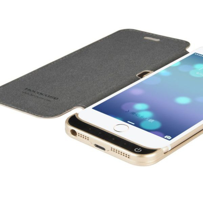 Hoco odinis dėklas knygelė su 3000 mAh išorine baterija Apple iPhone 6, auksinis
