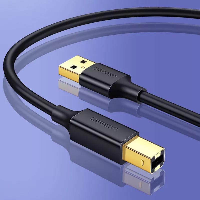 Ugreen US135 USB 2.0 A-B kabelis printeriui, padengtas auksu, 1 m, juodos spalvos