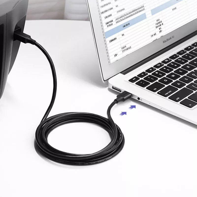 Ugreen US135 USB 2.0 A-B kabelis printeriui, padengtas auksu, 1 m, juodos spalvos