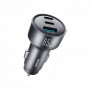 Joyroom JR-CCN19 65 W automobilinis įkroviklis su 2x USB-C ir USB-A, tamsiai pilkas