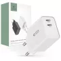 Tech-Protect C35W baltas elektros tinklo įkroviklis, 2 prievadai, PD 35 W