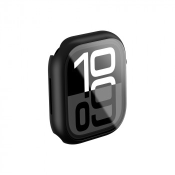 AmazingThing Radix Glass juodas dėklas, skirtas Apple Watch 42 mm, su grūdintu stiklu