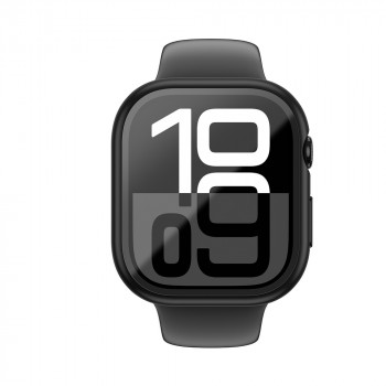 AmazingThing Radix Glass juodas dėklas, skirtas Apple Watch 42 mm, su grūdintu stiklu