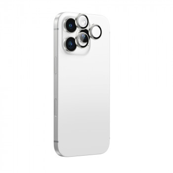 AmazingThing AR Aluminum 3 Lens Glass sidabrinė objektyvų apsauga su kameros rėmeliu, skirta iPhone 16 Pro / 16 Pro Max