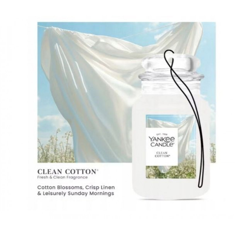 Yankee Candle Clean Cotton kabantis automobilio oro gaiviklis, bonus pakuotė