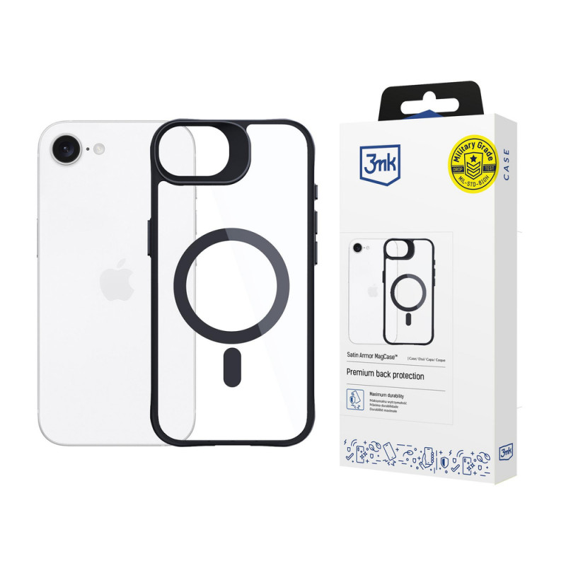 3MK Satin Armor MagCase permatomas telefono dėklas Apple iPhone 17e / 16e