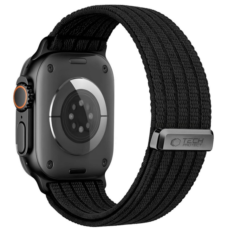 Tech-Protect Nylon Sport nailoninis dirželis Apple Watch 44/45/46/49 mm laikrodžiams, juodos spalvos