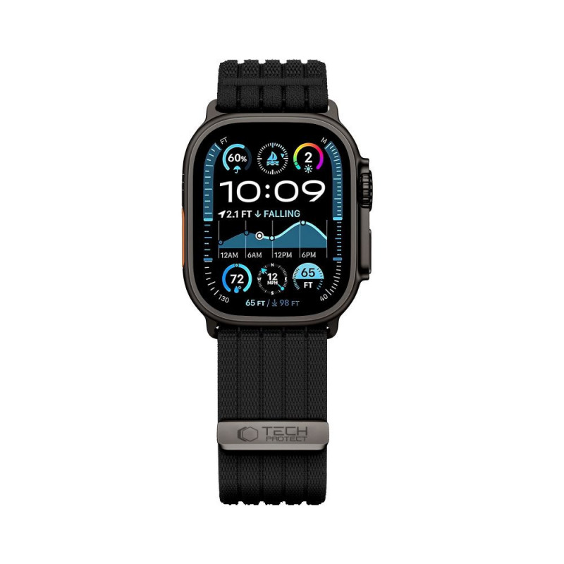 Tech-Protect Nylon Sport nailoninis dirželis Apple Watch 44/45/46/49 mm laikrodžiams, juodos spalvos