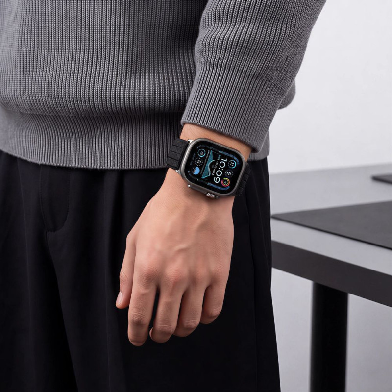 Tech-Protect Nylon Sport nailoninis dirželis Apple Watch 44/45/46/49 mm laikrodžiams, juodos spalvos