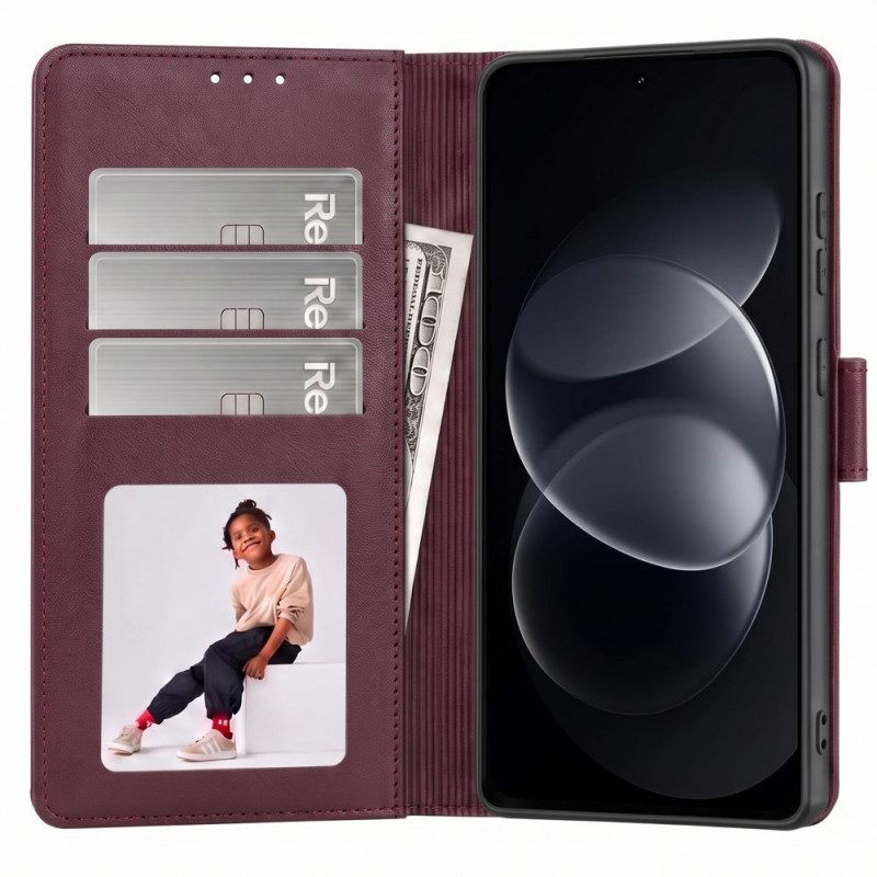Tech-Protect Wallet atverčiamas dėklas Xiaomi Redmi Note 17 Pro 5G, bordo