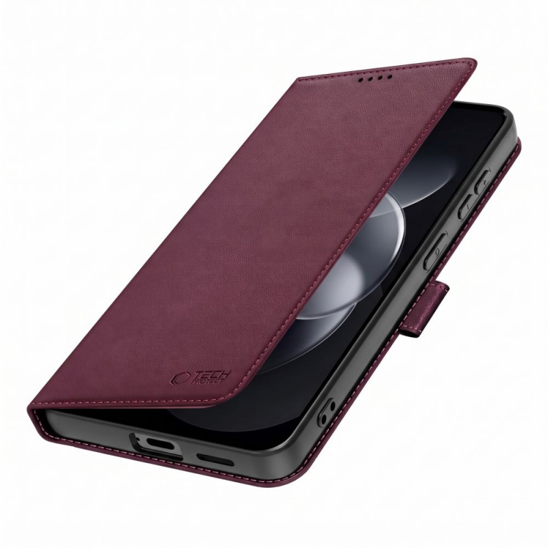 Tech-Protect Wallet atverčiamas dėklas Xiaomi Redmi Note 17 Pro 5G, bordo