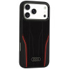 Audi R8 Genuine Leather MagSafe dėklas iš tikros odos iPhone 18 Pro Max / 17 Pro Max, juodos ir raudonos spalvų (AUDI000240)