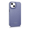 iCarer CE Premium Leather Folio Case natūralios odos dėklas knygelė Apple iPhone 14 Plus / 15 Plus telefonams, MagSafe, šviesiai violetinis (ICR413)