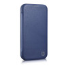 iCarer CE Premium Leather Folio Case natūralios odos dėklas knygelė iPhone 14 Plus telefonui, magnetinis, MagSafe, mėlynas (WMI14220715-BU)