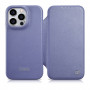 iCarer CE Premium Leather Folio Case natūralios odos dėklas knygelė Apple iPhone 14 Pro Max telefonui, MagSafe, šviesiai violetinis (ICR419)