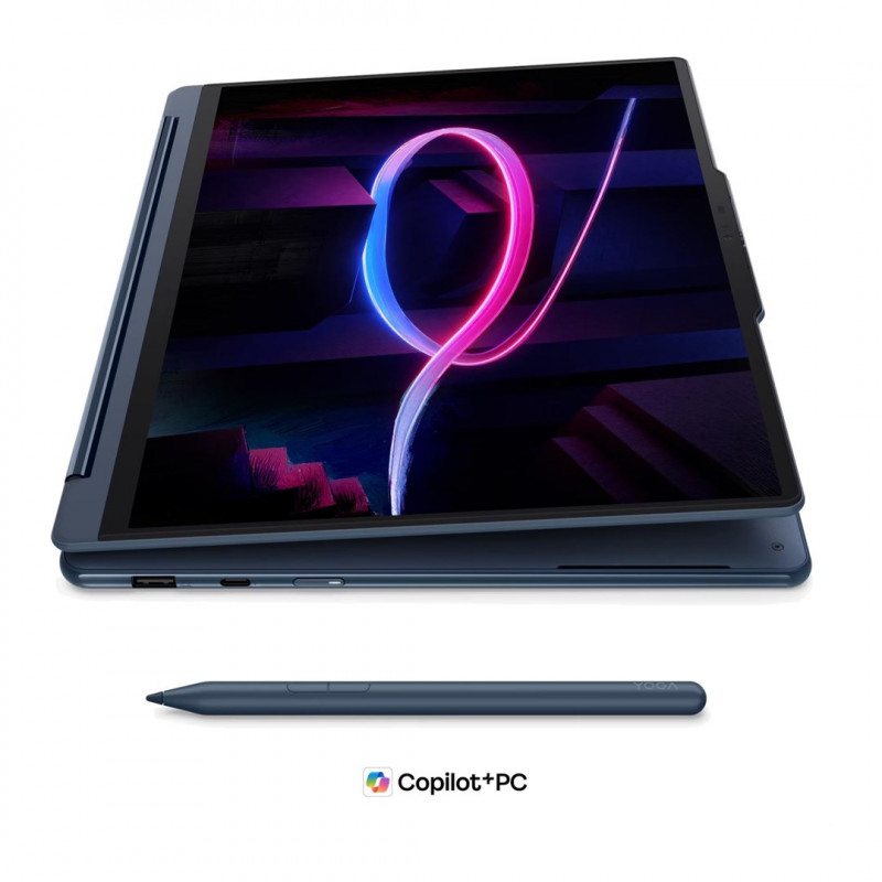 Lenovo Yoga 9i 2-in-1 Aura Edition 14IPH11 83SE001XPB laptopas, 14" 2,8K OLED jutiklinis ekranas, Intel Core Ultra 7 355, 32 GB RAM, 512 GB SSD, mėlynas