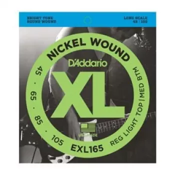 Daddario D'Addario EXL165 stygos basinei gitarai, Regular Light 45–105