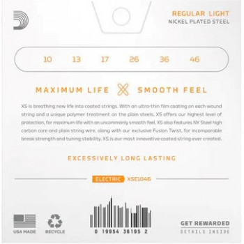 Daddario D'Addario XSE1046 stygos elektrinei gitarai, Regular Light 10–46