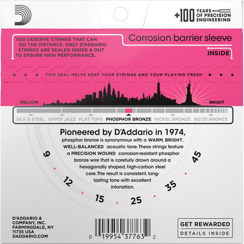 Daddario D'Addario EJ23 stygų komplektas akustinei gitarai, 9–45