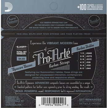 Daddario D'Addario EJ45FF Pro-Arté Carbon stygų komplektas klasikinei gitarai