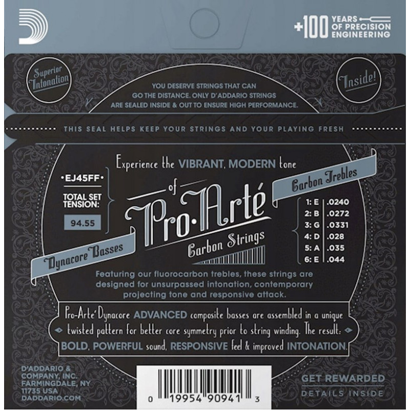 Daddario D'Addario EJ45FF Pro-Arté Carbon stygų komplektas klasikinei gitarai